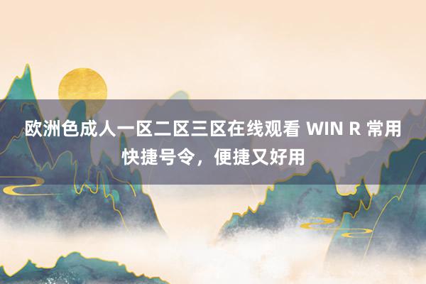 欧洲色成人一区二区三区在线观看 WIN R 常用快捷号令，便捷又好用